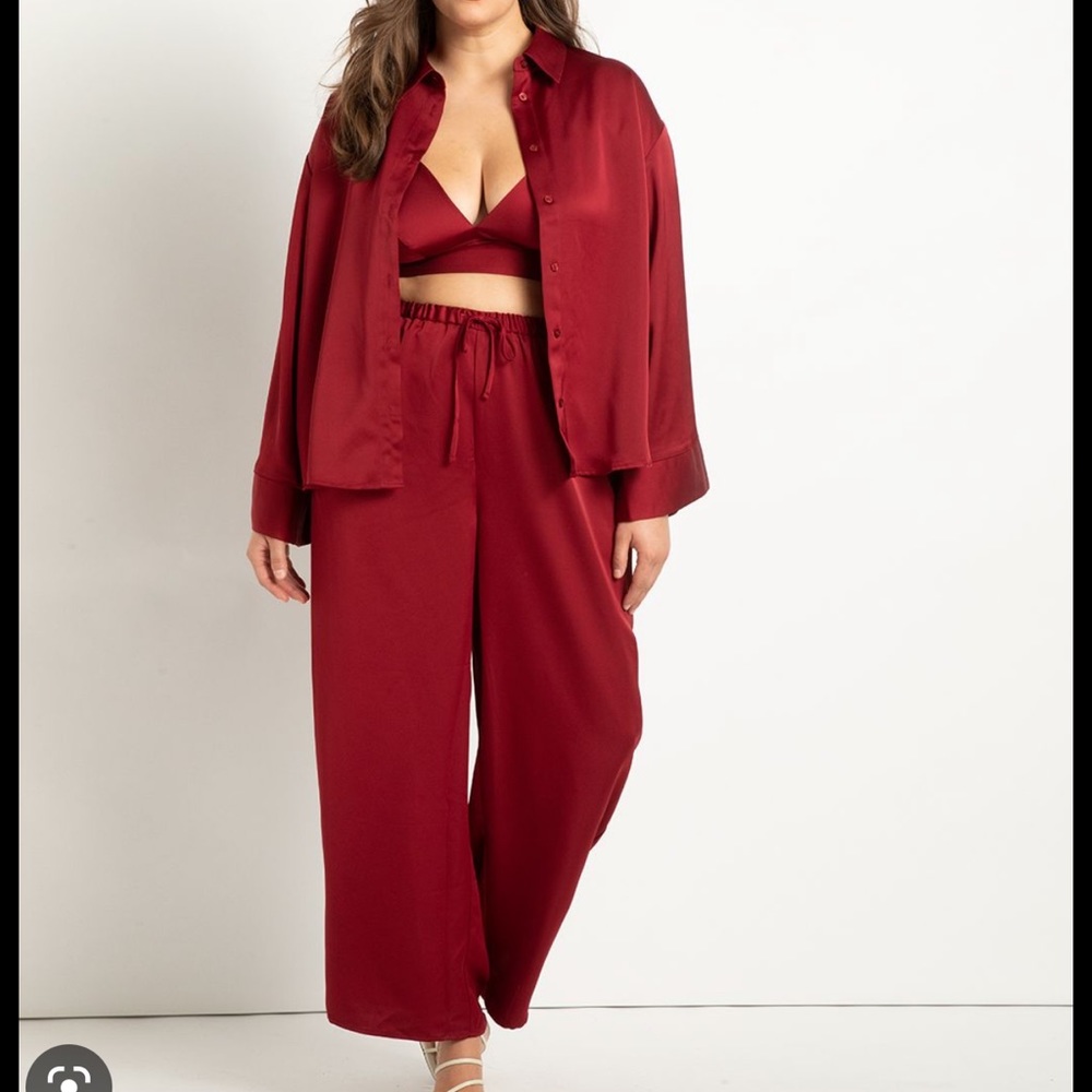 ELOQUII red satin 2 piece set